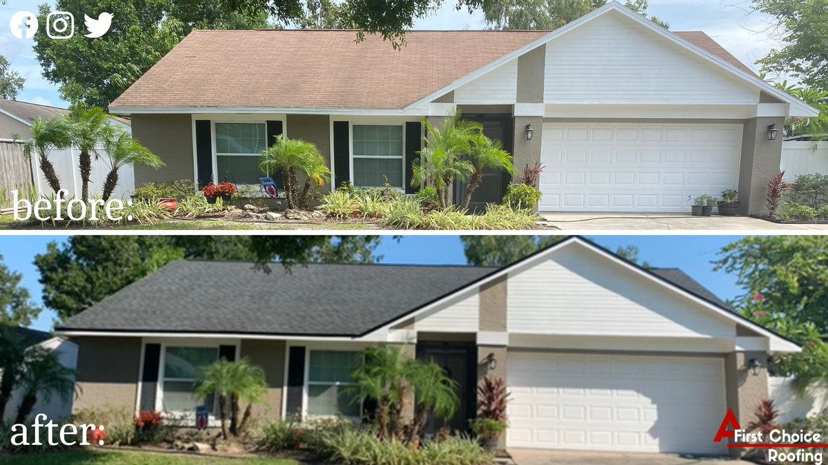 AFirstChoice_'s tweet photo. What a transformation! We're loving this color change to GAF Charcoal! #tranformationtuesday #newroof https://t.co/ooCbyrZlIT