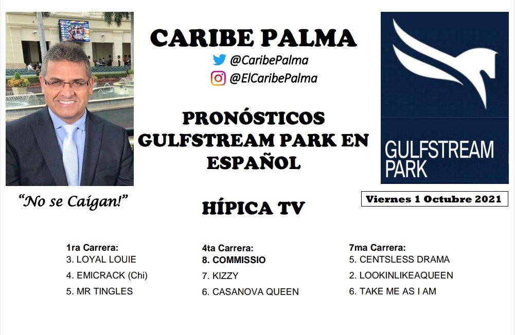 CaribePalma's tweet photo. #Hipismo
#SpringSummerMeet
Hoy viernes #1Octubre continua el "Rainbow 6" con $350,000 garantizados para ticket único en @GulfstreamPark
Mi #Bestbet corre en la
4ta #8Commissio
No se Caigan!
Dale click al enlace y..
Vamos a Apostar
https://t.co/uu9Uqwb3iu https://t.co/lnsXaEZTqF