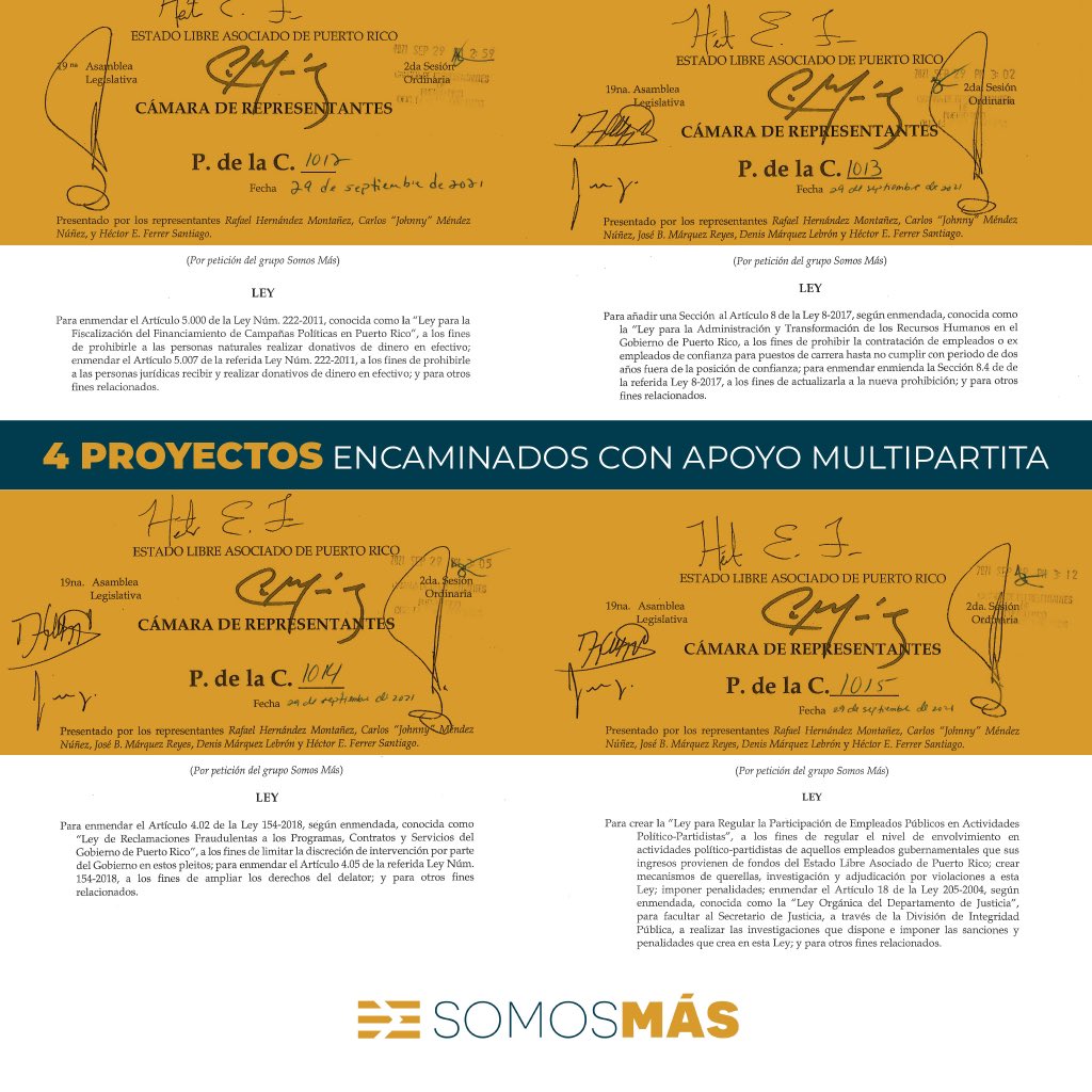 4 proyectos de ley encaminados con apoyo multipartita.

¡Seguimos juntando fuerzas! Porque juntos, #somosmas