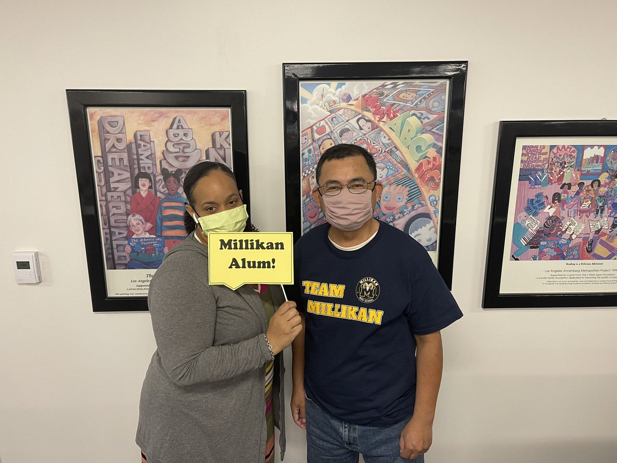 Fun Tshirt Friday: Millikan High School.  Featuring Mr. Sam and Ms. Candice Ram alums! Follow Millikan <a href="/RamHiASB/">ASB</a> @ItsonChris <a href="/PrincipalVega/">Alejandro Vega</a> <a href="/midori_sanchez/">Midori Sanchez</a> #choicevoice #proudtobeLBUSD