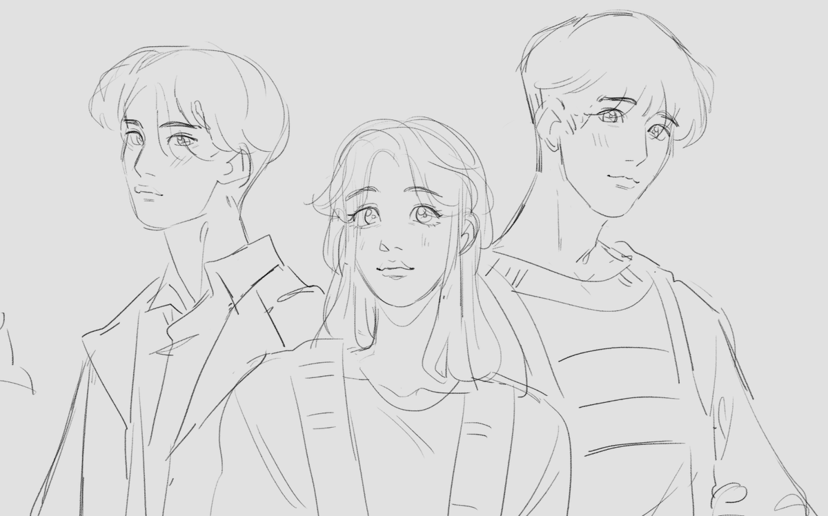 Here's a little warmup I did earlier of some new ocs :] 