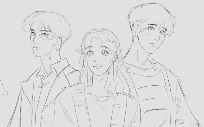 Here's a little warmup I did earlier of some new ocs :] 