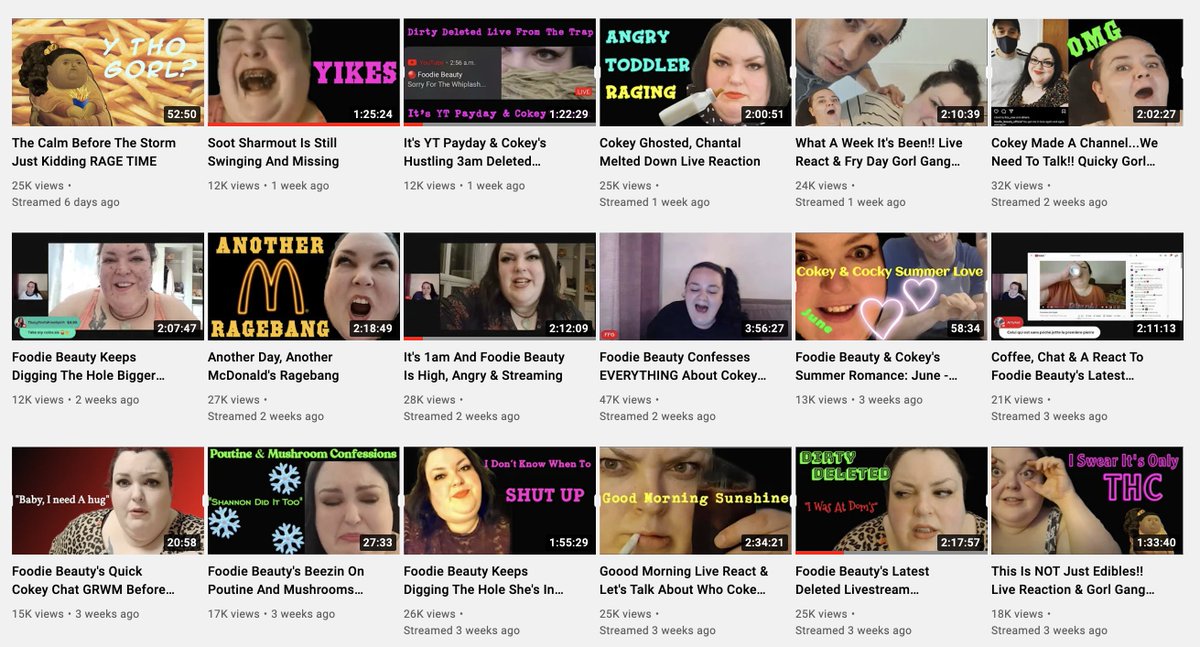 DiscountedLyfe's tweet image. hello @YouTubeCreators @TeamYouTube see attached screenshots where you will count 72 videos harassing another creator named foodie beauty
includes reuploads of her deleted streams
and this is just a sample of 155 total videos
is this not a tos violation

youtube.com/c/FrenchFriedG…