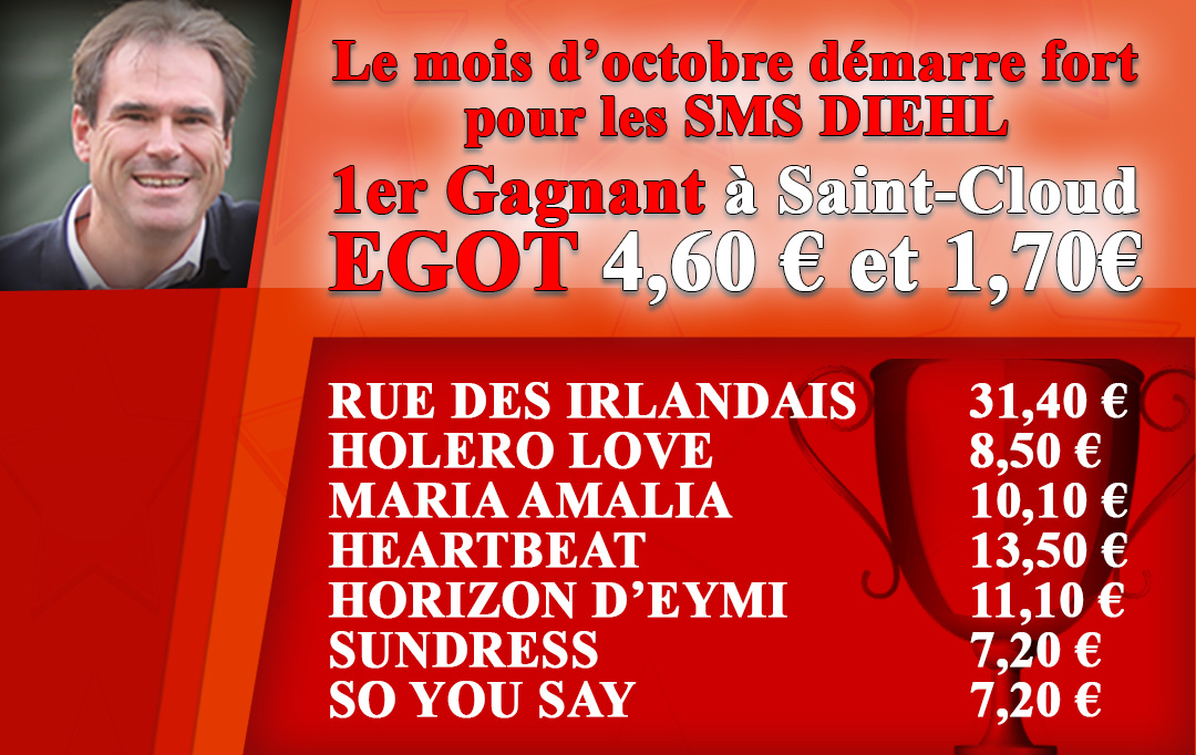 TurfPremium1's tweet photo. 🥳🎉💪Le mois d’octobre démarre avec un 1er Gagnant à Saint-Cloud EGOT 4,60 € et 1,70€ pour les SMS Diehl.🥇🏆💸
Ci-dessous, quelques jolis vainqueurs du mois de septembre
https://t.co/0cgqiTQLrI
💶💶💶💶💶💶💶💶💶💶💶💶💶💶💶
📲Abonnez-vous en cliquant sur le picto Pronos SMS https://t.co/oNawBMm6ah