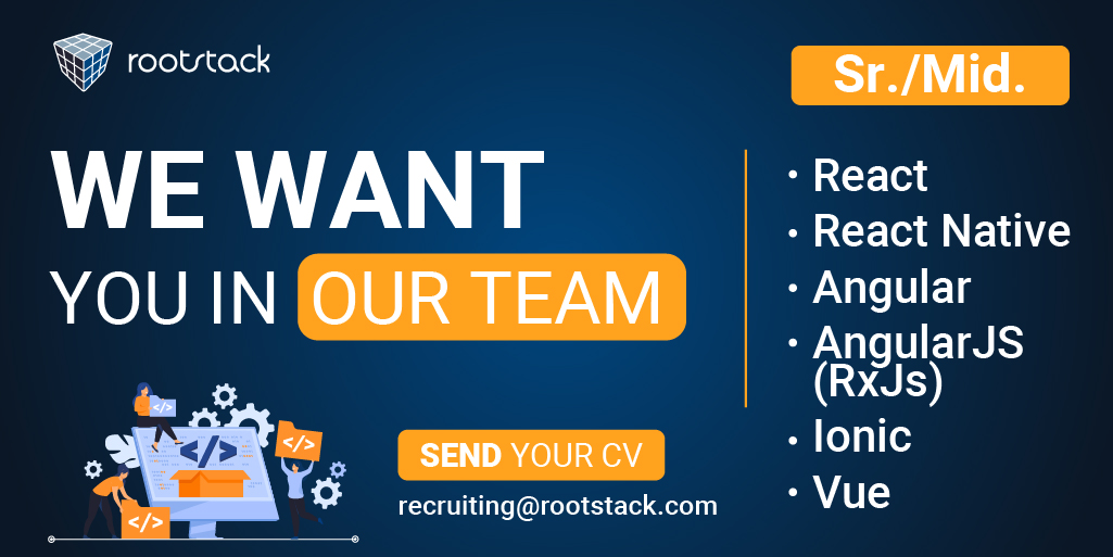RootstackHR's tweet image. We want you to be part of our team!
We are looking for new developers and QA, you just have to send your CV to recruiting@rootstack.com or write a DM and we will give you all the details. Rootstack is the starting point for a bright future.