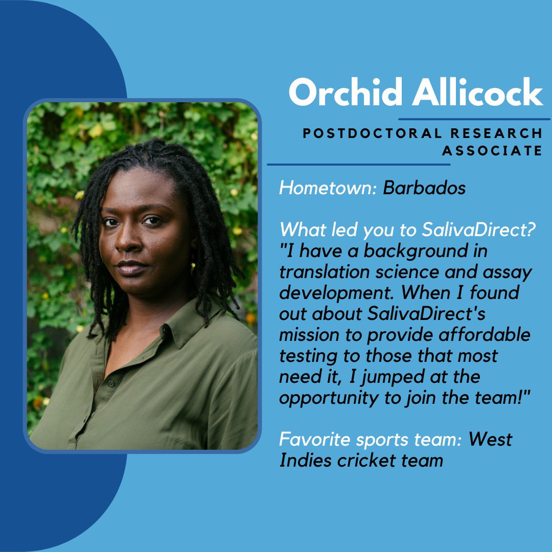 saliva_direct's tweet image. Meet a few of our staff members here at @YaleSPH @saliva_direct ! This week&apos;s feature includes Orchid Allicock, Russell Thomas, and Vlada Shelkova! 

#featuredstafffridays #spitsquad #meettheteam #SalivaDirect #Yale #ysph