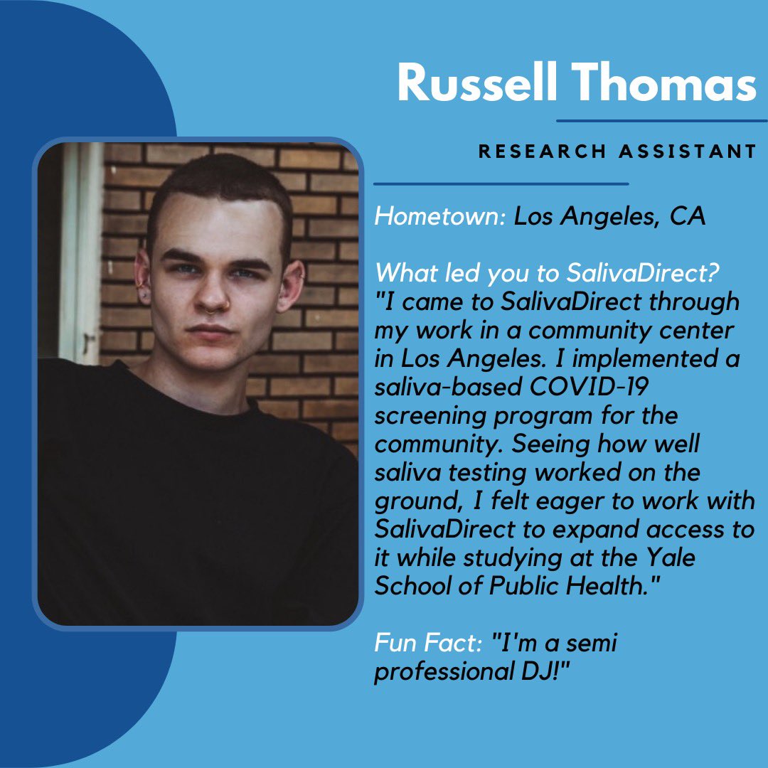 saliva_direct's tweet image. Meet a few of our staff members here at @YaleSPH @saliva_direct ! This week&apos;s feature includes Orchid Allicock, Russell Thomas, and Vlada Shelkova! 

#featuredstafffridays #spitsquad #meettheteam #SalivaDirect #Yale #ysph