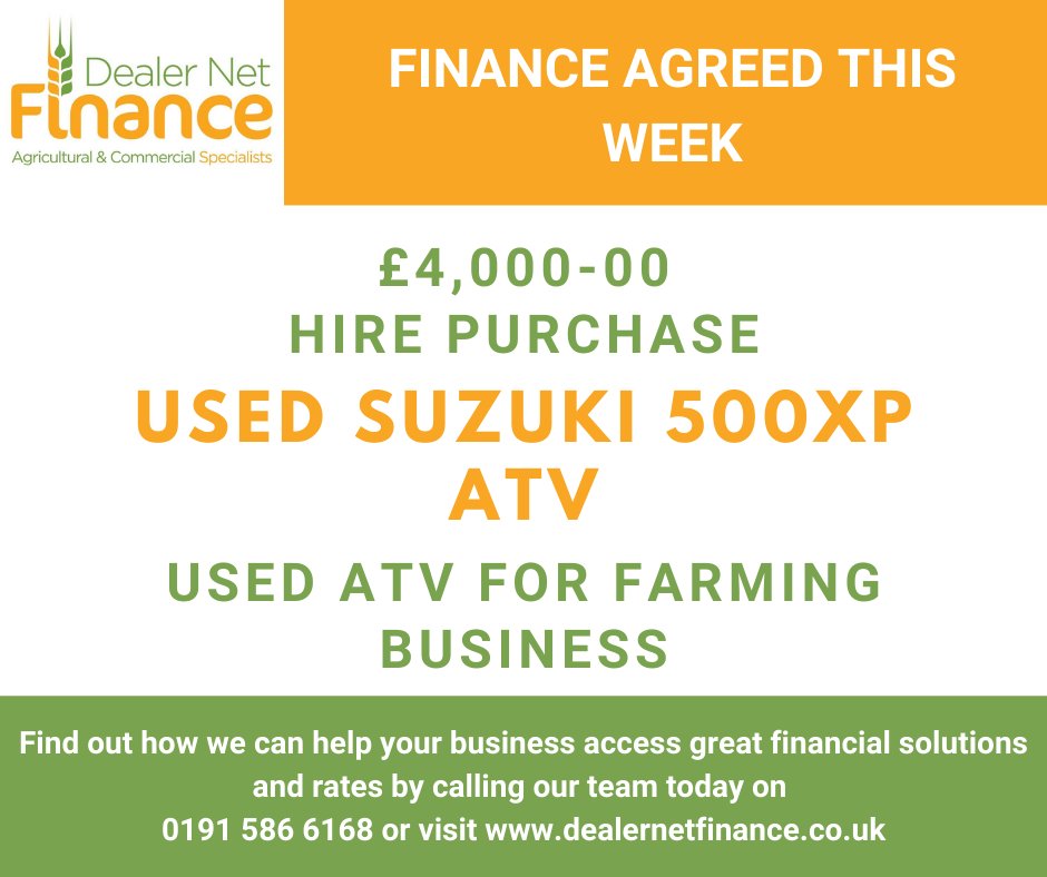 DealerNetFin's tweet image. 🚗🚜🐮
Check out what we've funded this week!
From vehicles to livestock - it's been another busy week for the DNF Team!

Thinking about a new business or vehicle purchase, call the team on 0191 586 6168 today for a no-obligation finance quote on your next business purchase!