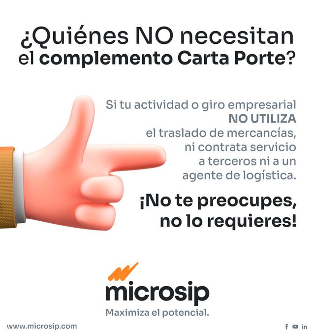 teciot_Mx's tweet photo. El complemento CartaPorte es un requisito del SAT que será obligatorio para quienes trasladan mercancías, pero si tu actividad o giro empresarial no es la siguiente, ¡no te preocupes!😊
#teciot https://t.co/Ory8WkpT2S