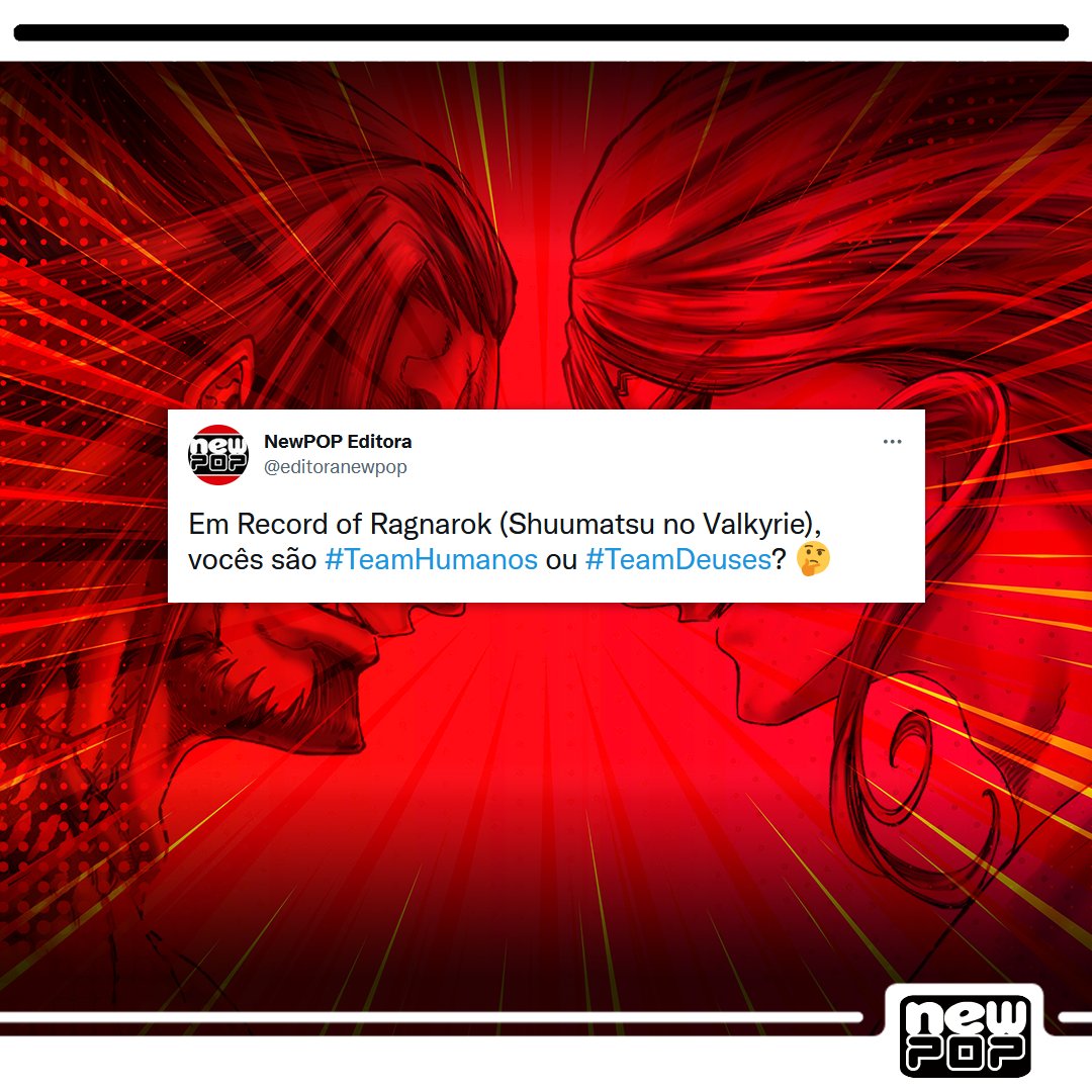 editoranewpop's tweet photo. A dúvida que não quer calar: vocês são #TeamHumanos ou #TeamDeuses? Conta aqui nos comentários! 😉
Não sabe para quem torcer? Então que tal ler o mangá e decidir? O 1º volume de Record of Ragnarok está em pré-venda na Amazon!
👉 https://t.co/K3YHgNiHUu https://t.co/niJXvUUBMR
