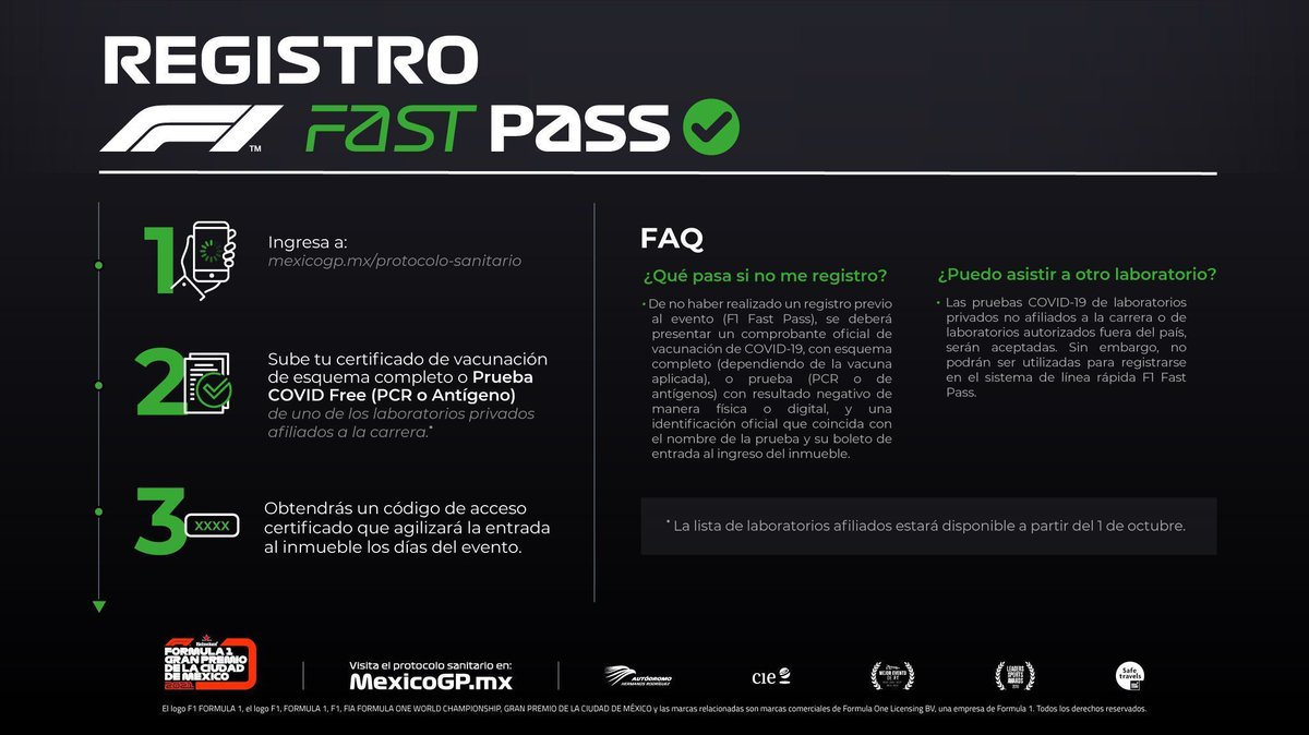 mexicogp's tweet photo. A partir del día de hoy, podrás realizar tu pre-registro para obtener tu #F1FastPass y agilizar tu acceso al #MexicoGP 2021. #F1ESTASegura ✅
Hazlo aquí: https://t.co/1FeH4Xcm8d https://t.co/LmaJ9XOqXl