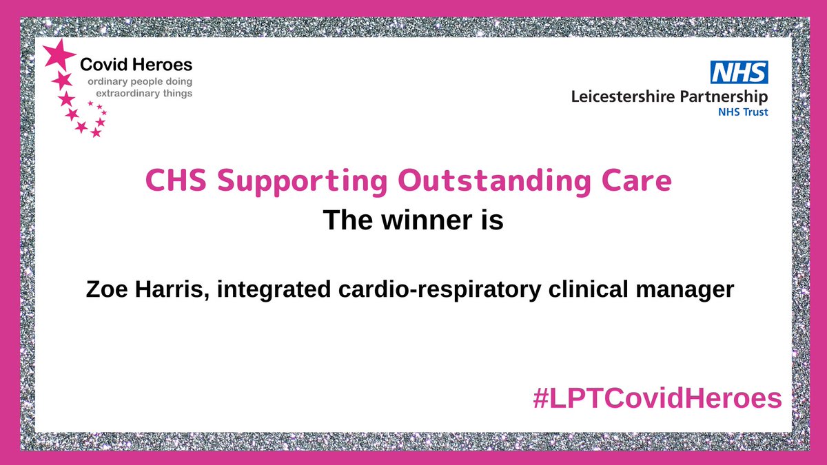 Now on to our next set of awards, aiming to recognise staff in support/leadership roles for supporting services to continue providing care. Well done to Zoe Harris from CHS for her role in supporting team leads and innovating a Covid 'virtual ward' for patients. #LPTCovidHeroes