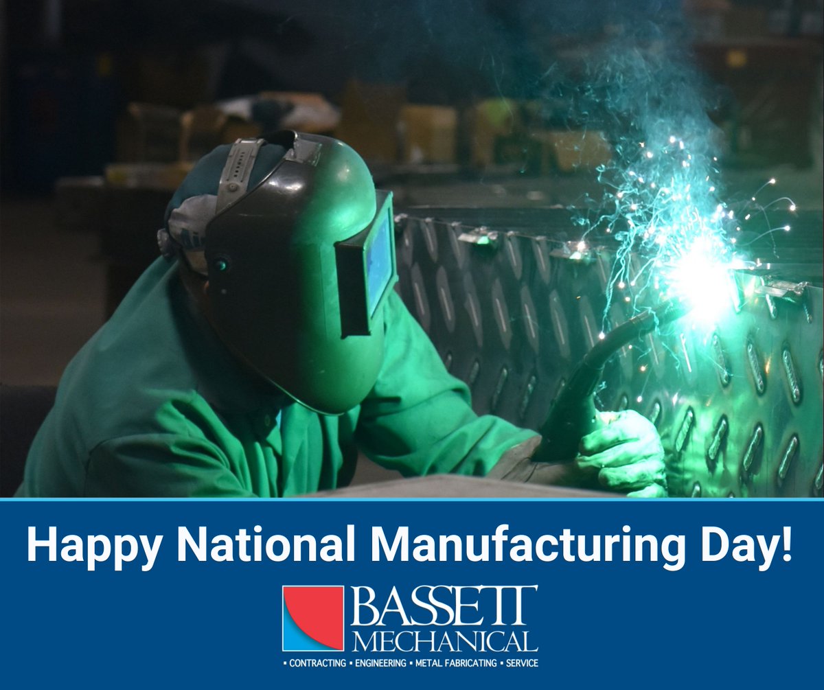 BassettMech's tweet photo. Happy #NationalManufacturingDay to all of the talented and dedicated tradespeople!

#manufacturing #CreatingCustomersforLife #BassettMechanicalFamily https://t.co/i7DWI0ANEs
