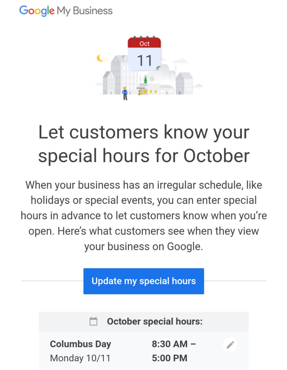 localmn's tweet image. Proactive I suppose, but isn&apos;t #columbusday little behind the times? #googlemybiz