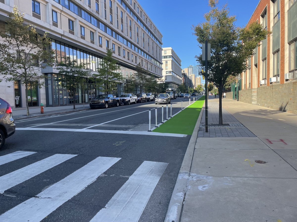 PhillyOTIS's tweet photo. More bicycle infrastucture upgrades! 🚲Thank you to @PennDOTNews installing new flex posts and adding 3⃣ blocks to the Chestnut Street Protected Bike Lane overnight! https://t.co/Qp9Rhrj6Uo