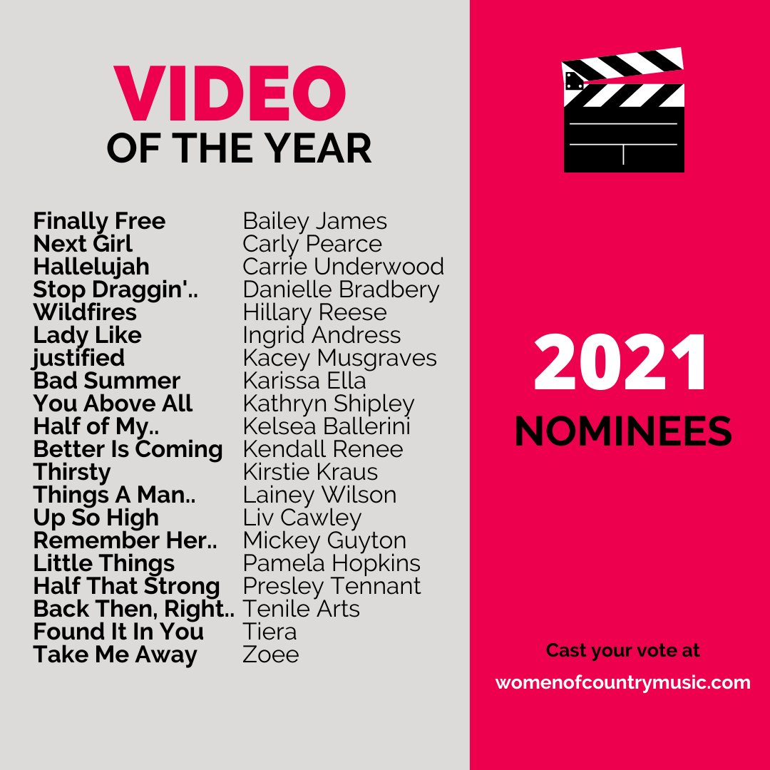 TheWomenCountry's tweet photo. The Best of 2021 Video of the Year nominees are...
🗳VOTE: https://t.co/NG89ZAyPYK https://t.co/TUgJJOyWg9