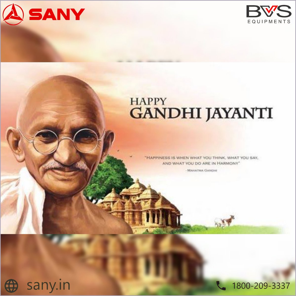 bvs_equipments's tweet photo. Sany &amp; Bvs Equipments wishes you Happy Gandhi jayanti

#SanyIndia #SanyExcavator #BVSEquipments #BVS #NorthGujarat #SouthGujarat #vocalforlocal #makeinindia #punemanufacturing https://t.co/xdVJWOCWmB