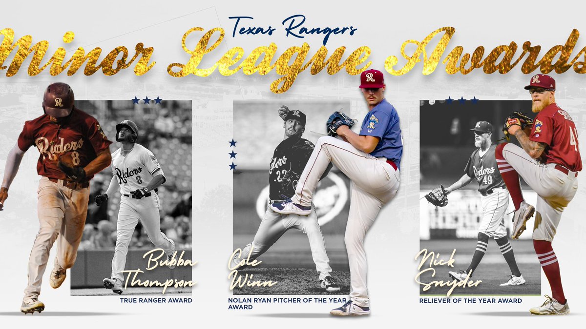 Frisco RoughRiders (@ridersbaseball) on Twitter photo The <a href="/Rangers/">Texas Rangers</a> have recognized <a href="/cole_winn/">Cole winn</a>, <a href="/sny_nick/">Nick Snyder</a>, and <a href="/bubbathompson20/">Bubba Thompson</a> as part of their Minor League Award Winners for the 2021 season!
More ≫ atmilb.com/3inQbee The <a href="/Rangers/">Texas Rangers</a> have recognized <a href="/cole_winn/">Cole winn</a>, <a href="/sny_nick/">Nick Snyder</a>, and <a href="/bubbathompson20/">Bubba Thompson</a> as part of their Minor League Award Winners for the 2021 season!
More ≫ atmilb.com/3inQbee