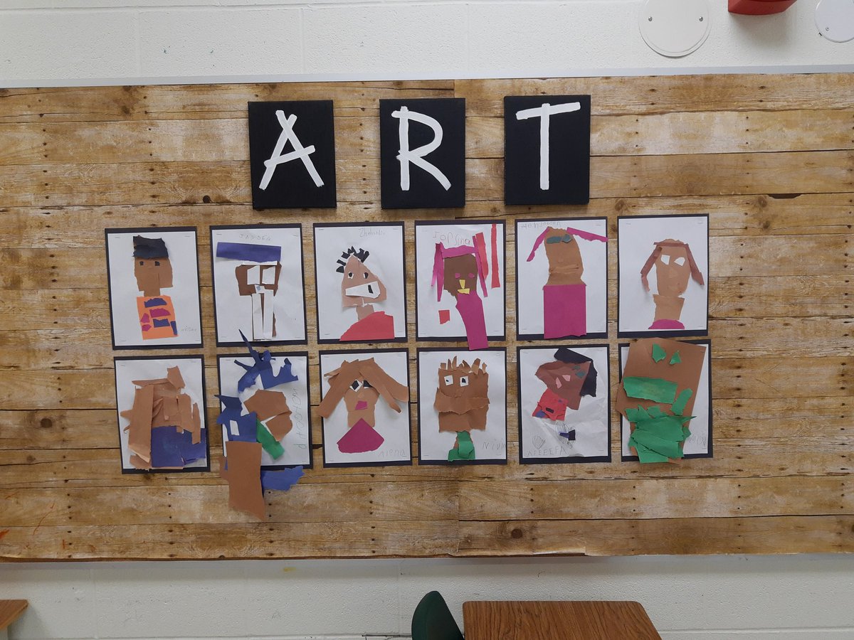 Our torn paper self portraits were challenging - no scissors or pencils allowed!