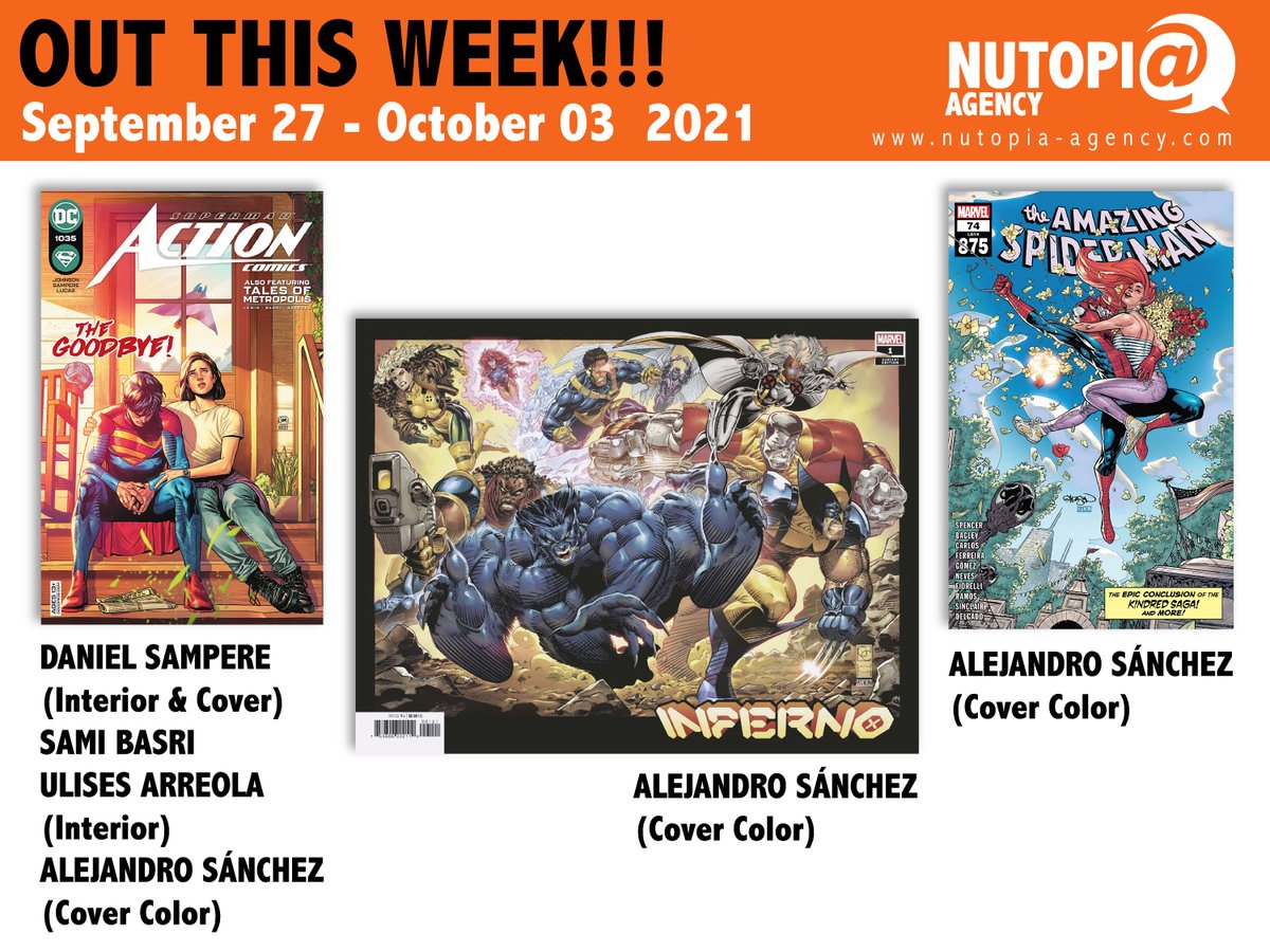 nutopiaagency's tweet photo. OUT THIS WEEK!!! Action Comics #1035, Amazing Spiderman #74 and Inferno #1. Get your copy! #actioncomics #Superman #spiderman #amazingspiderman #xmen #xmeninferno #DC #dccomics #marvel #marvelcomics #nutopiaagency #comics #comicbooks #fan #comicfan #comicbookfan #art #comicart https://t.co/UPNK05D0F1