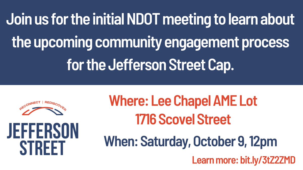 Jefferson Street Cap (@jeffersonstcap) on Twitter photo Join us for the initial <a href="/NashvilleDOT/">Nashville Department of Transportation</a> meeting October 9, to learn about the upcoming community engagement process for the Jefferson Street Cap. We’ll announce future activities & opportunities, as well as how to submit questions & comments. Learn more: bit.ly/3tZ2ZMD. Join us for the initial <a href="/NashvilleDOT/">Nashville Department of Transportation</a> meeting October 9, to learn about the upcoming community engagement process for the Jefferson Street Cap. We’ll announce future activities & opportunities, as well as how to submit questions & comments. Learn more: bit.ly/3tZ2ZMD.