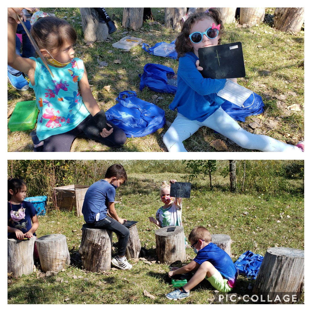 Practicing letters with chalkboards!