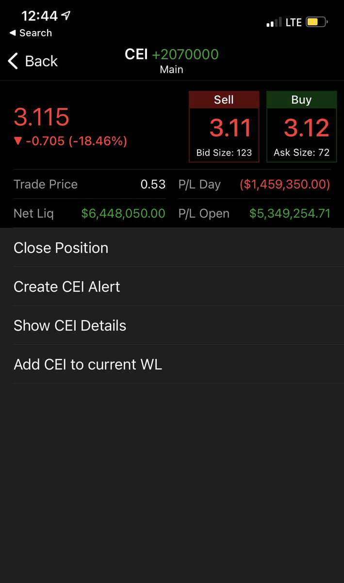 MrZackMorris's tweet photo. $CEI everything is going to be very ok. Z-DADDY selling $10-20 https://t.co/4wX1Gylsiq