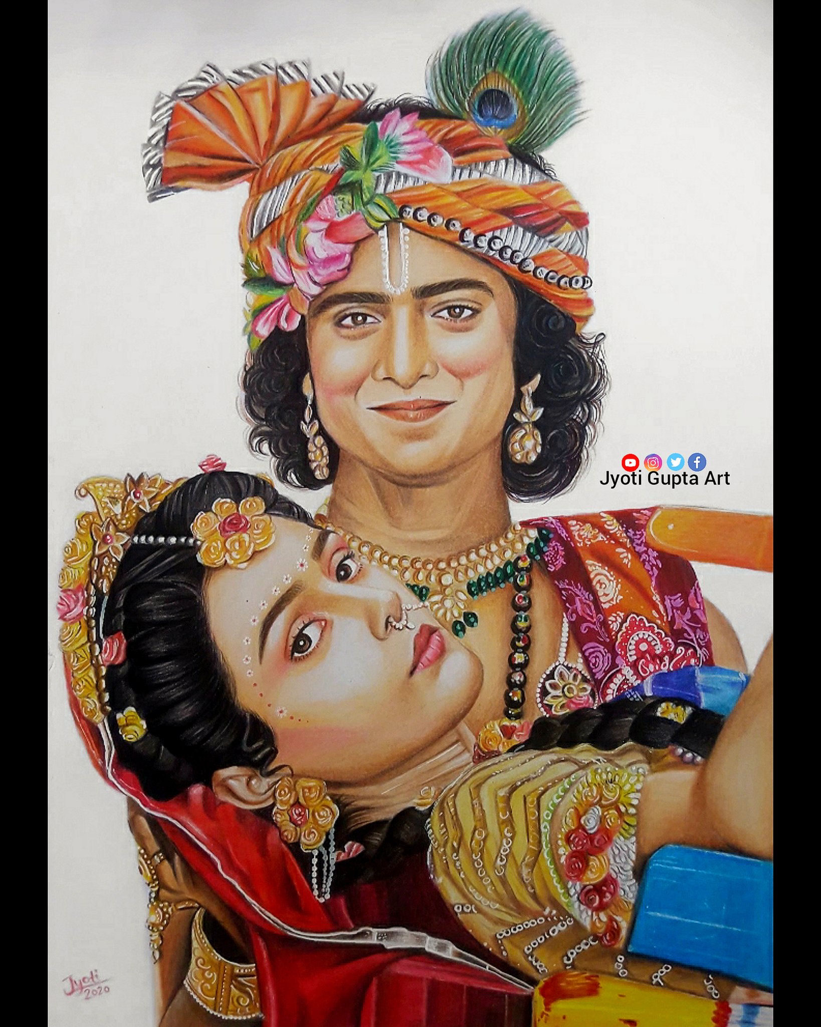 Aggregate more than 156 radha krishna drawing with colour super hot
