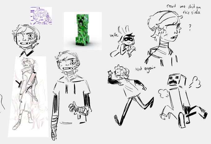 I sketched them a bit, also, I'm very unlucky with creepers ☠️
(I'm gonna do a side account to post all the stupid stuff I'm drawing about minecraft- ) 