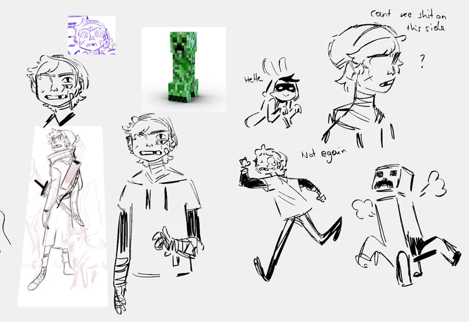 I sketched them a bit, also, I'm very unlucky with creepers ☠️
(I'm gonna do a side account to post all the stupid stuff I'm drawing about minecraft- ) 
