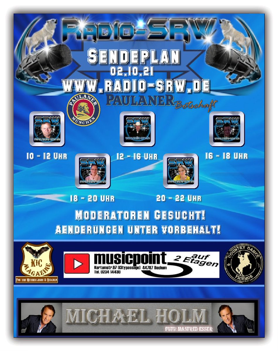 radio_srw's tweet photo. Auf https://t.co/iRhyNqX8l9 beginnt unser AndreAirport beginnt mit einer Querbeetsendung, gefolgt von Mike https://t.co/hLES5uBxhy mit Raritäten (Country, Rock N Roll &amp; Rockabilly), Raimund mit Kunterbunt, Jacki mit RadioShow und Anjali ebenfalls mit RadioShow.
#srw #radiosrw https://t.co/yZkUFVCMP1