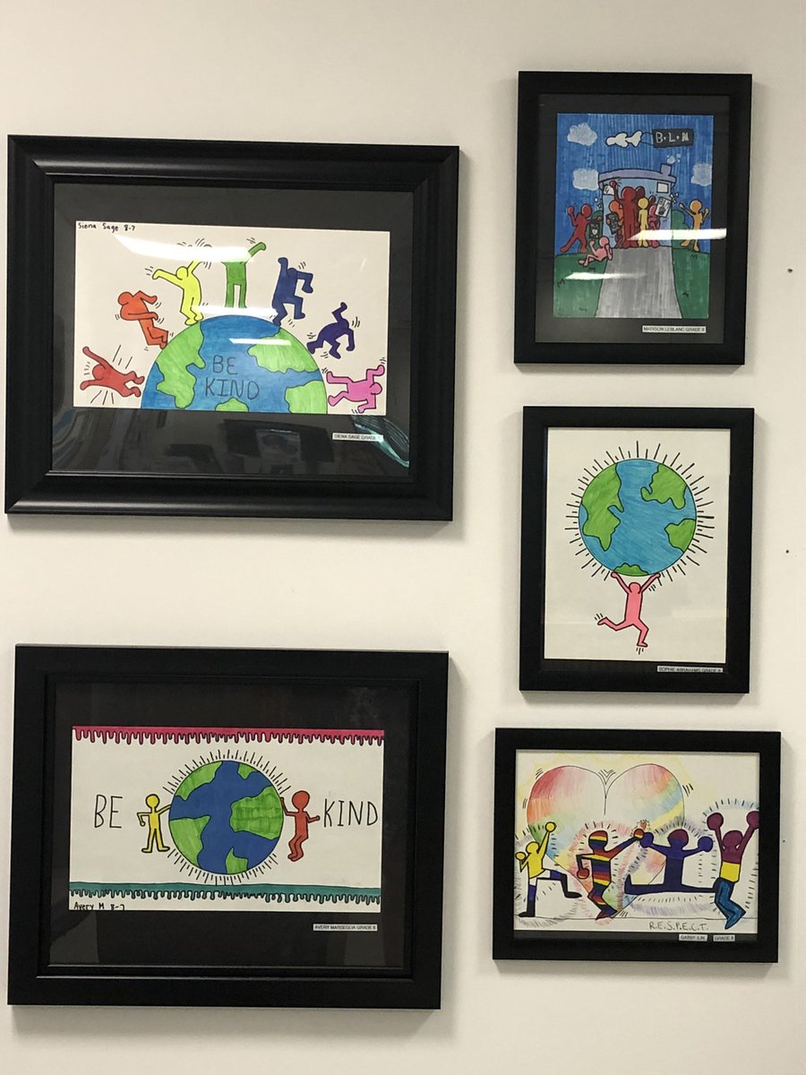 New social justice art in the main office. #KeithHaring
