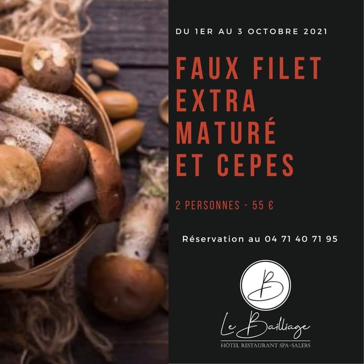 LBailliage's tweet photo. Les champignons sont arrivés!

Pour l'occasion le chef vous a concocté un plat bien de saison ce week-end: Faux-filet Salers Extra maturé et cèpes ! Attention quantité limitée 🍴

Réservation au 04 71 40 71 95🍁 https://t.co/wXq805lwwa