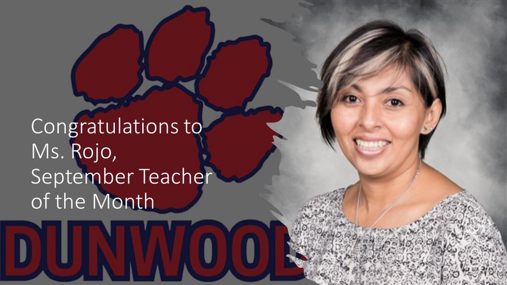 Join me in congratulating our Teacher of the Month, Ms. Rojo! She's one of our Teacher Leaders in the World Languages Department. Thank you for who you are and what you do for our Wildcats! #dunwoodyhighschool #wildcatpride #dhspride