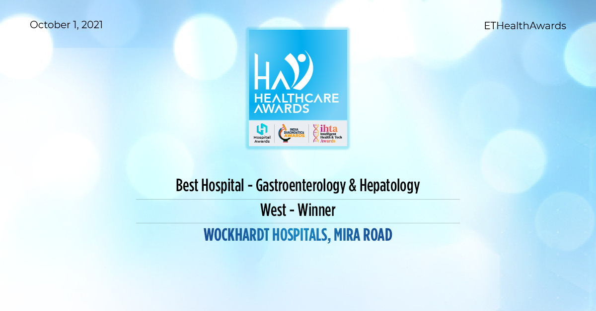 ETHealthWorld's tweet photo. #ETHealthAwards 

Congratulations to Wockhardt Hospitals, Mira Road for being awarded as Best Hospital - Gastroenterology &amp; Hepatology for the West zone at The Economic Times Healthcare Awards 2021.

Watch on Demand: https://t.co/yQ0sc35oNR https://t.co/WW4c8ks8yM