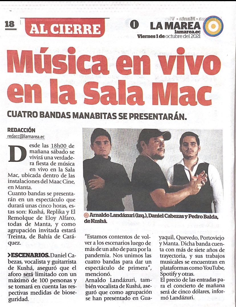 RockKusha's tweet photo. Todo listo para este sábado.

#Ecuador #Manta #FelizViernesATodos #Musica https://t.co/rPcWDYxC6V