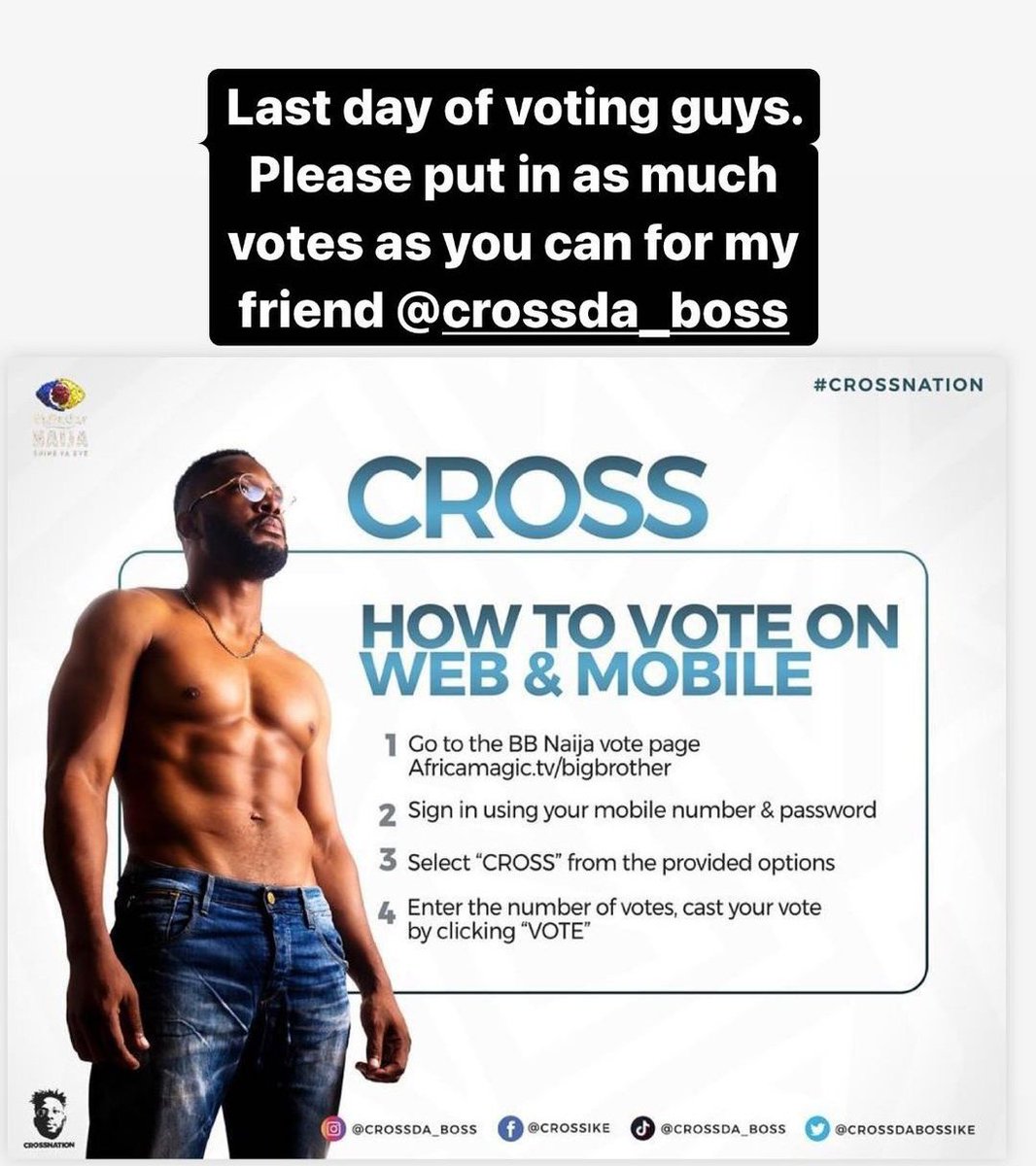 Vote Cross 🗳 🗳 🗳
#bbnaija2021 #BBNaijaShineYaEye