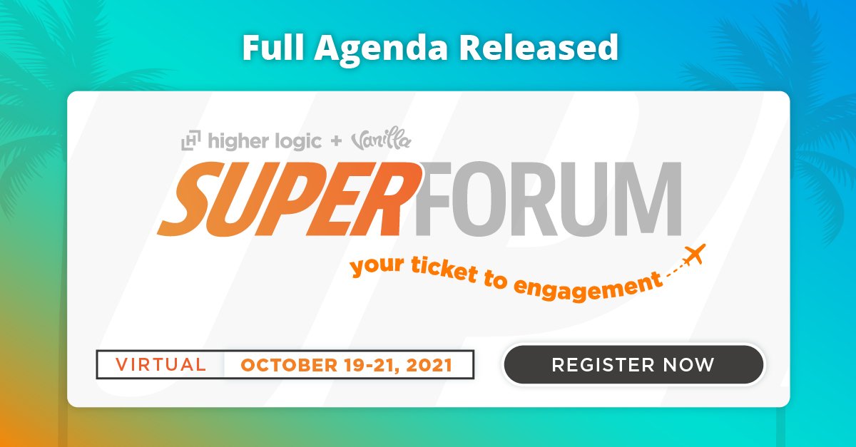HigherLogic's tweet photo. The Super Forum agenda is LIVE! ⚡ Want to see who’s in the lineup? Check it out here: https://t.co/VBBhqBk23i 

#HLSF2021 is the biggest &amp; best event on engagement strategies that work – kicking off in just 3 weeks. See you there! #MemberEngagement #CustomerEngagement https://t.co/MCkUxtRWPA