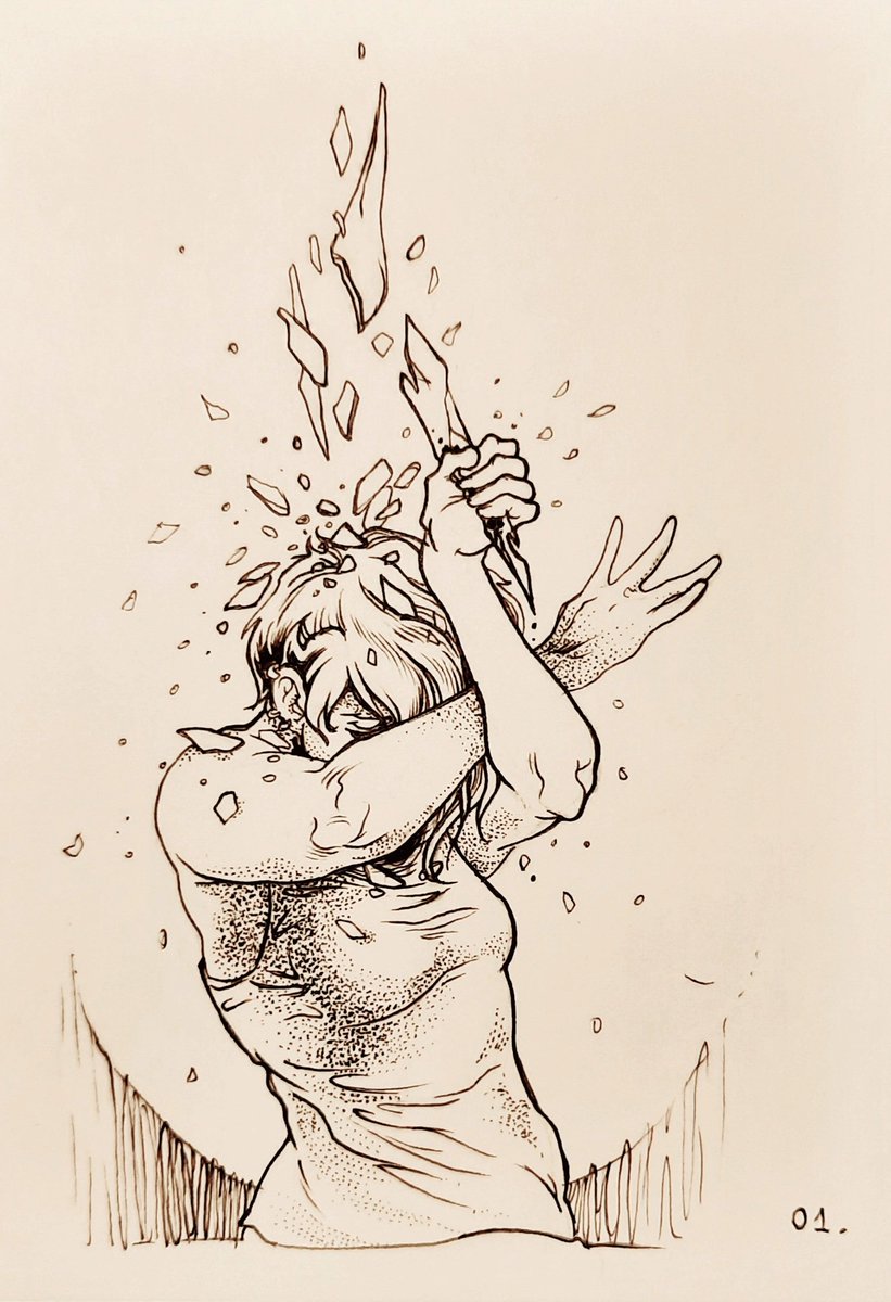CdHurricane's tweet photo. #inktober2021 DAY 1 CRYSTAL 
Fi and the crystal shards

#Inktober #inktober2021crystal #inktober2021day1 #myoc #iconodulaproject #personalproject #blackandwhite #ink #traditionalart #artistsontwitter https://t.co/QtRcDYyx4z