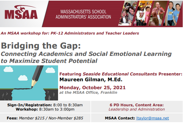 MSAA_33's tweet photo. MSAA PD Offering - October 25, 2021

Bridging the Gap: Connecting Academics &amp; Social Emotional Learning to Maximize Student Learning presented by Maureen Gilman @SeasideEDC

Click here to register, https://t.co/x0df1jZ4zp

@bwittcoff @MikeCmssaa @jvincentsen @MIAA033 https://t.co/3tXL0NYdjN