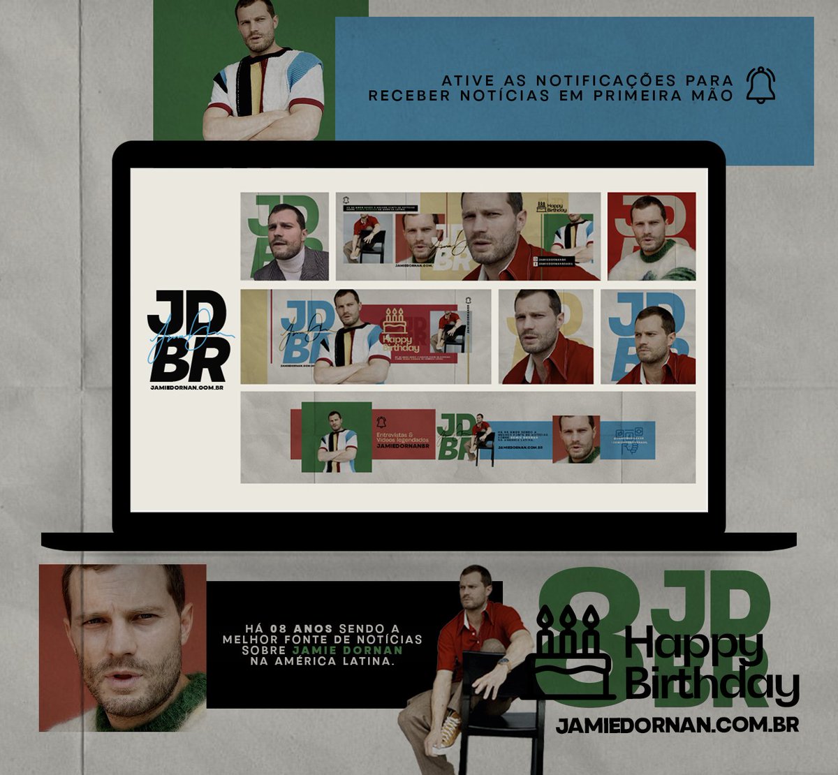 jamiedornanbr's tweet photo. 🖥️| O #JDBR está de cara nova em comemoração aos 8 anos de fãsite! Uau, parece que foi ontem que começamos a compartilhar notícias diárias do Jamie Dornan aqui para vocês...🥺💚
Obrigada a todos que acompanham e dão apoio ao Jamie Dornan Brasil, vocês fazem parte desse site. https://t.co/3gYcYE4WxE