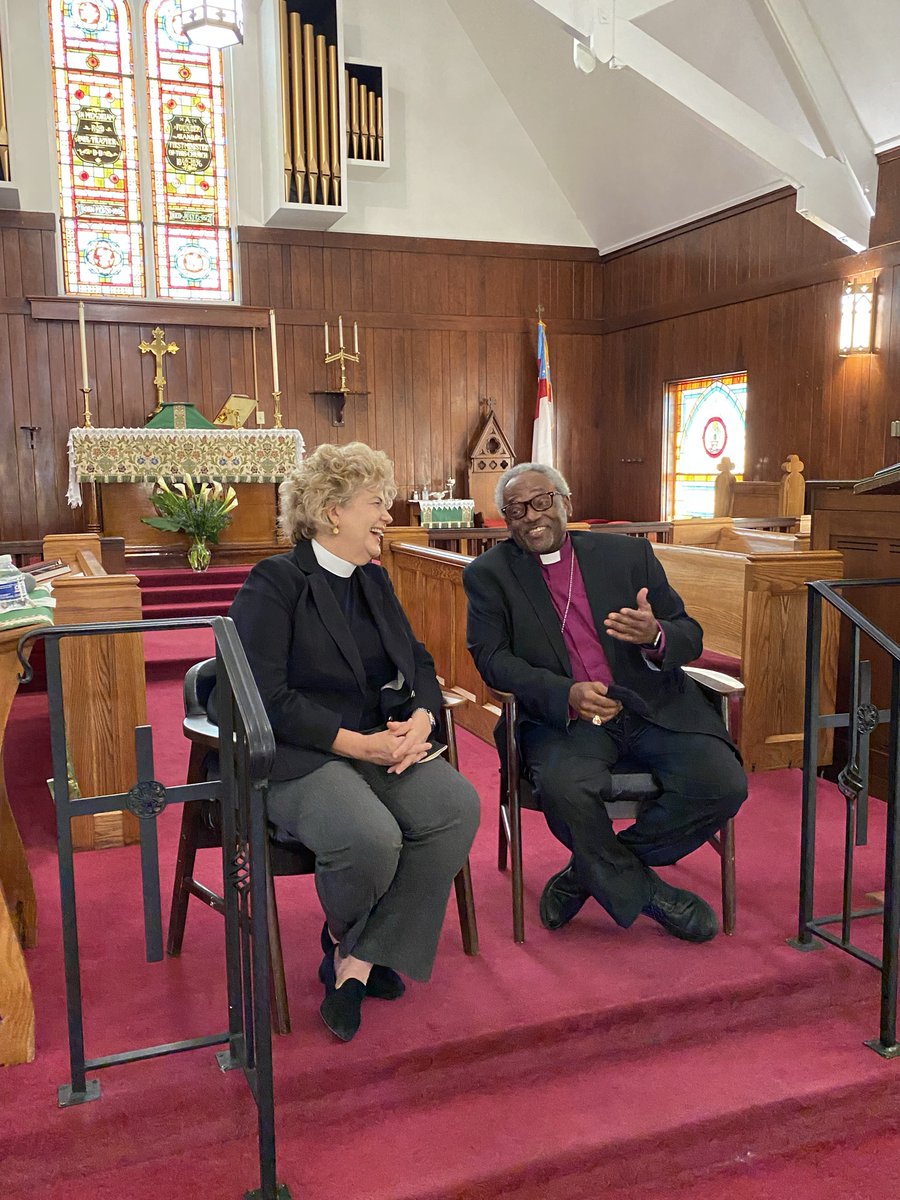 DioceseofSC's tweet photo. It was so wonderful to welcome @PB_Curry to the Diocese of South Carolina today at Calvary Episcopal Church! He and Bishop-elect Ruth Woodliff-Stanley met with diocesan clergy &amp; media ahead of her Consecration tomorrow as our 15th Bishop. #TheEpiscopalChurch #SCBishopXV https://t.co/U6O1E0ZRfO