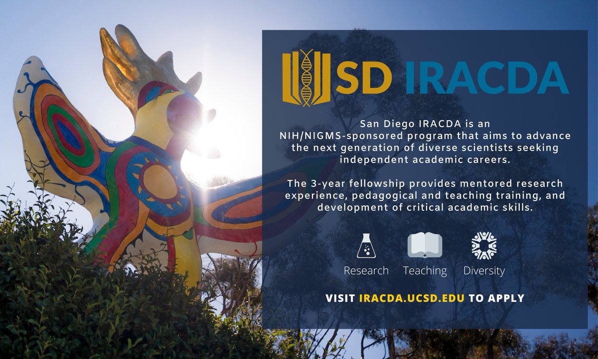 Are you interested in comprehensive postdoctoral training for academic careers? Are you committed to enhancing diversity, equity, and inclusion in academia? If so, please apply to @SD_IRACDA! Applications due November 1st.