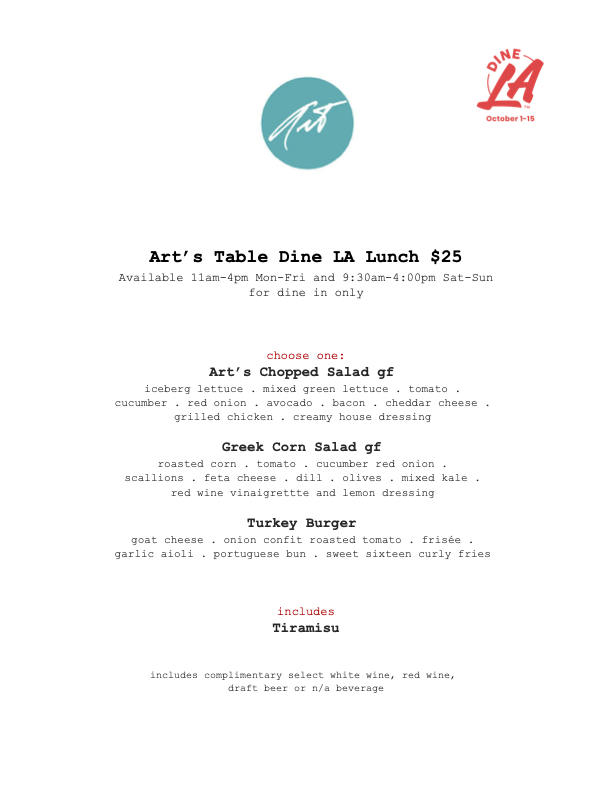 artstablesm's tweet photo. ART'S TABLE fall flavor fest! DINE LA with us, Oct 1-15. Prix Fixe Lunch $25.  11a Mon-Fri, 930a Sat/Sun.  Salud! https://t.co/4TSiutEZwb