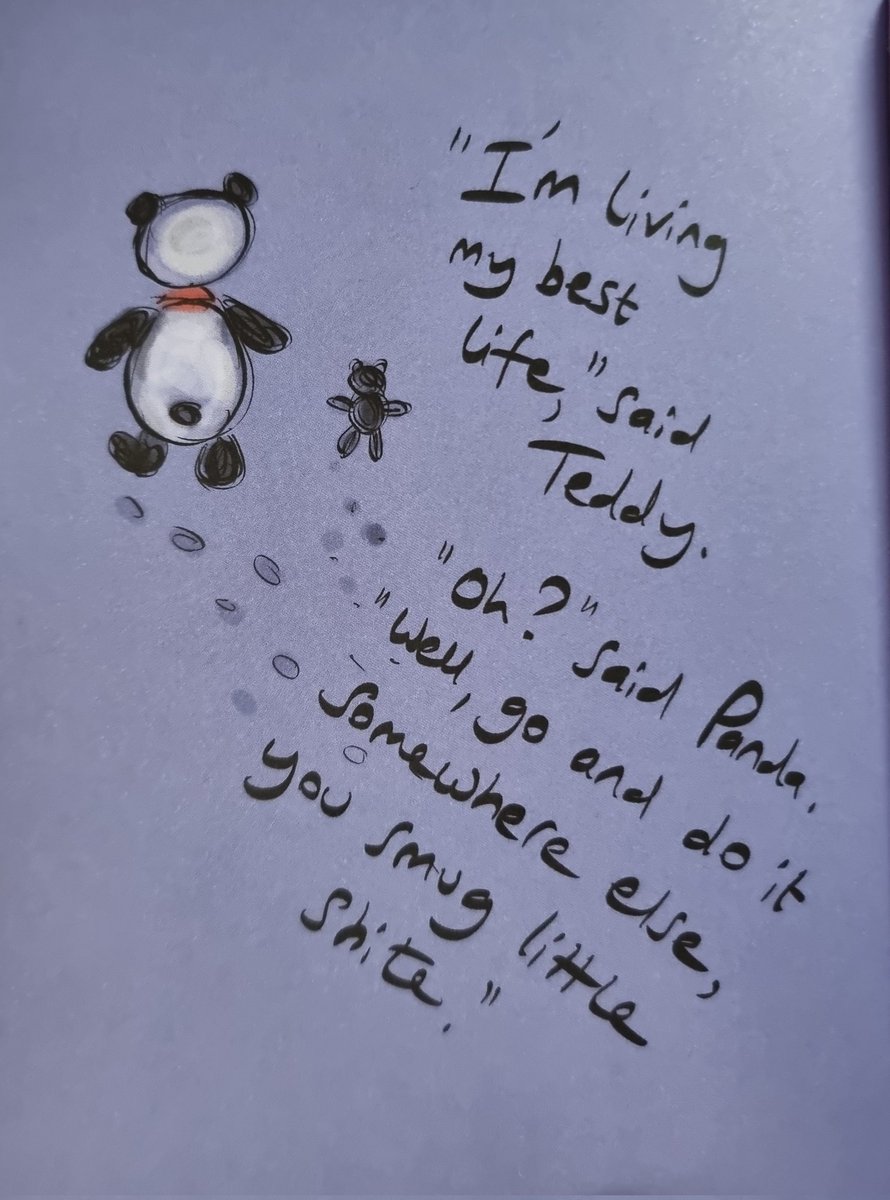 Hi @paulmagrs. It would be great to have a desk calendar with a different daily #pandacatdreadfulteddy illustration and quote. What a fantastic way to start the day with an inspirational message like the one in this pic!