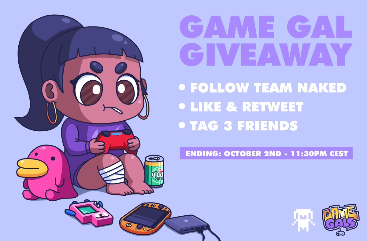 🎉 GAME GAL #05 - GIVEAWAY 🎉

We are giving away this herb inhaling beauty to one lucky winner! 

To enter: 
💜 Follow <a href="/teamnakedNFT/">TEAM NAKED</a>
🤍 Like and Retweet this post
💜 Tag 3 friends

The giveaway will end October 2nd at 11:30pm CEST

bit.ly/3kYpC0N