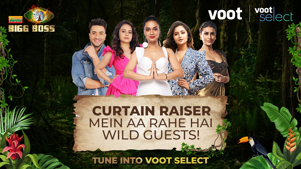 VootSelect's tweet photo. Stage par pehle aa rahe hai kuch dilchasp mehmaan!😍 Miliye unse #BiggBoss15 Curtain Raiser mein on #VootSelect.

#BiggBoss15Live #BiggBossLiveOnVoot #BiggBoss24hrLive #BiggBoss15OnVoot #SalmanKhan #DivyaAgarwal #RashamiDesai #AlyGoni #DevoleenaBhattacharjee #PavitraPunia https://t.co/SywCocI9Et