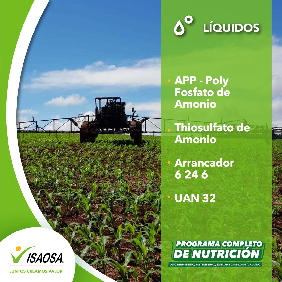 ¡Incrementa tus rendimientos! Conoce nuestra línea de fertilizantes Líquidos: rapidez en absorción y eficiencia en su aplicación. Pueden ser utilizados en fertirriego, riego presurizado o directamente al suelo. Conoce más sobre ellos en bit.ly/3ET7FIW