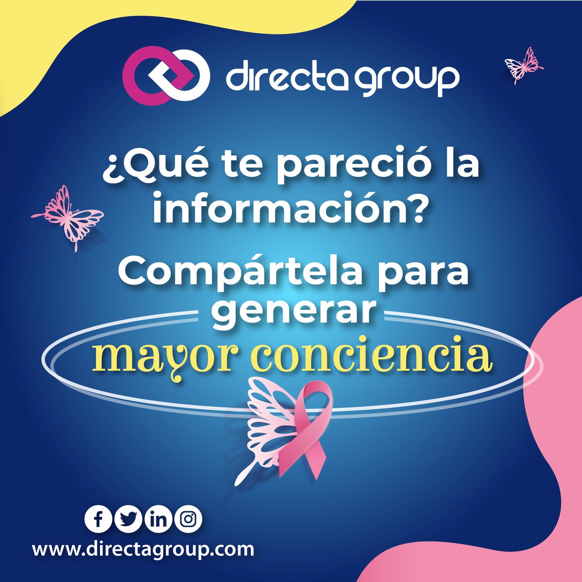 DirectaGroup's tweet photo. Llegó Octubre y en este mes nos unimos a la campaña mundial sobre la concienciación de la prevención, educación y tratamiento del cáncer de mama.
#tocate #prevención #cancerdemama #cáncer #mujeres #mesdelasensibilización #DirectaGroup #mesdelasensibilizaciondelcancerdemama https://t.co/yfUQPImT1j
