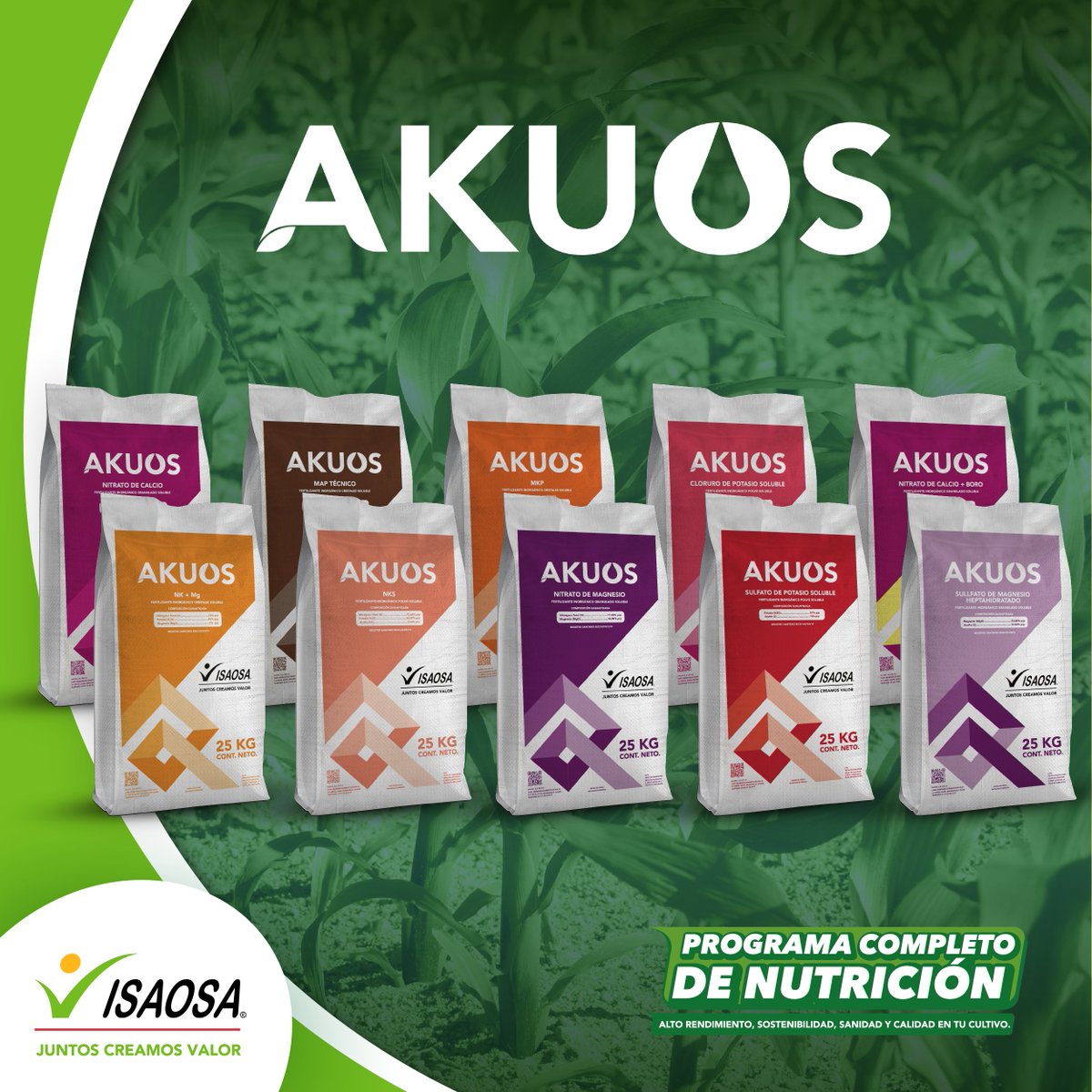 Conoce nuestra gama completa de solubles Akuos. ¡Que tus cultivos obtengan los nutrientes necesarios para crecer y que produzcas en calidad y cantidad! Ya sea con nuestras Máximas Solubles, MKP, SOP, MAP o lo que necesites, ¡tenemos algo para ti!